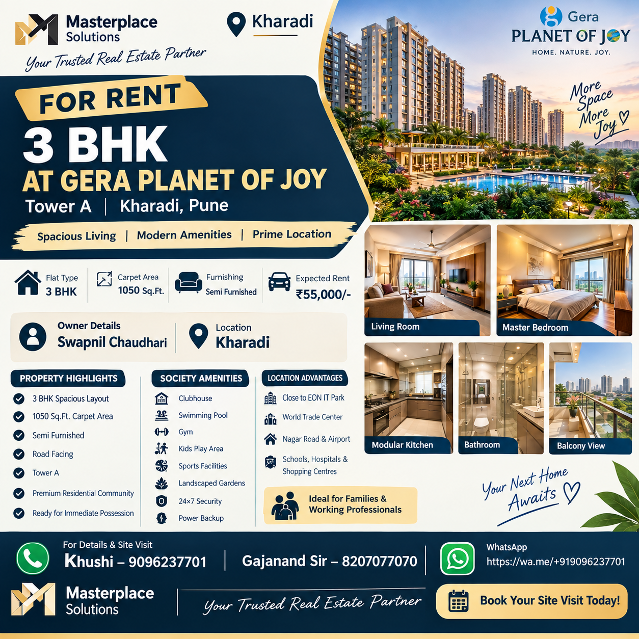 ๐กโจ 3 BHK SEMI-FURNISHED FLAT FOR RENT โจ๐ก - Image 1